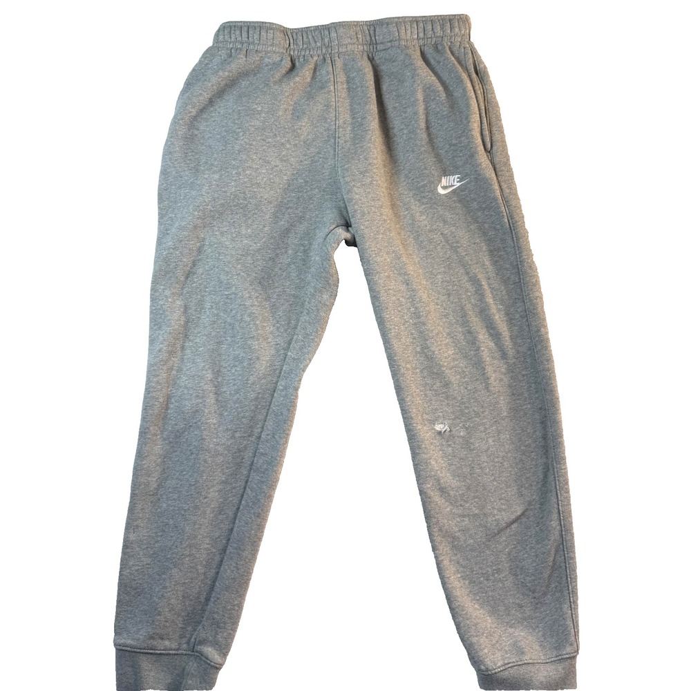 Nike Sweatpants Womens L Gray Fleece Joggers Elastic Waist Pockets Lounge Casual